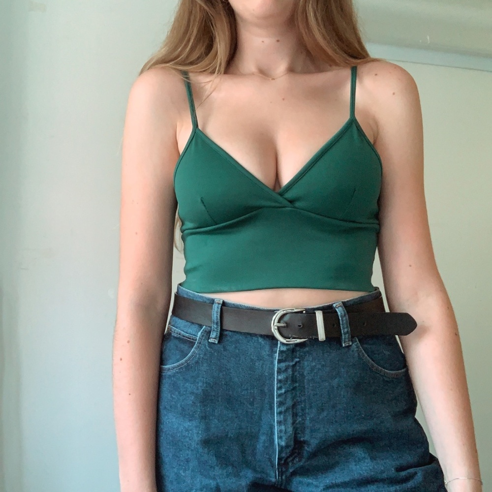 Dark Green Crop Tank from Boohoo